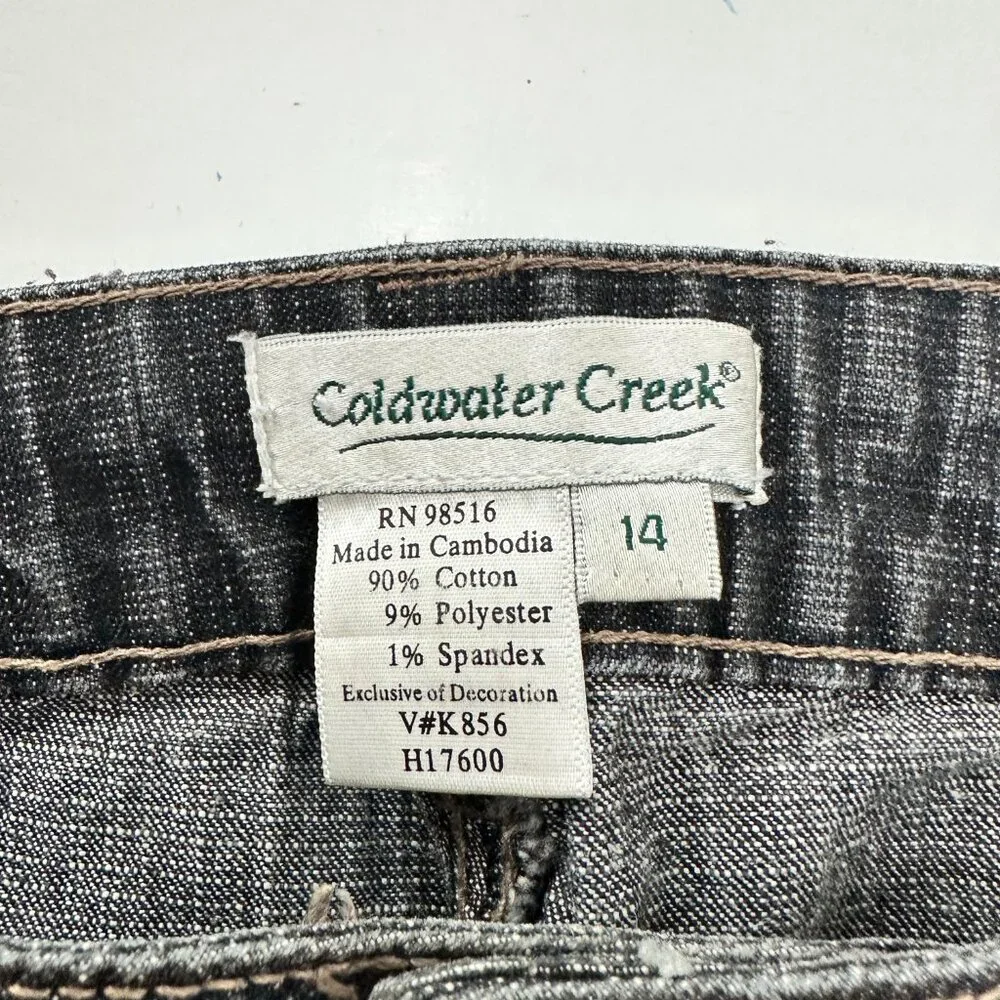 Coldwater Creek Bootcut Raw Hem Women's size 14 Black Denim‎ Jeans